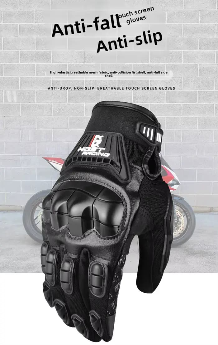Gants de moto d'été, coque rigide anti-chute