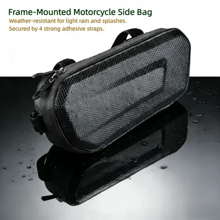 Sacoche latérale de moto avec motif en fibre de carbone | Étui rigide moulé en EVA
