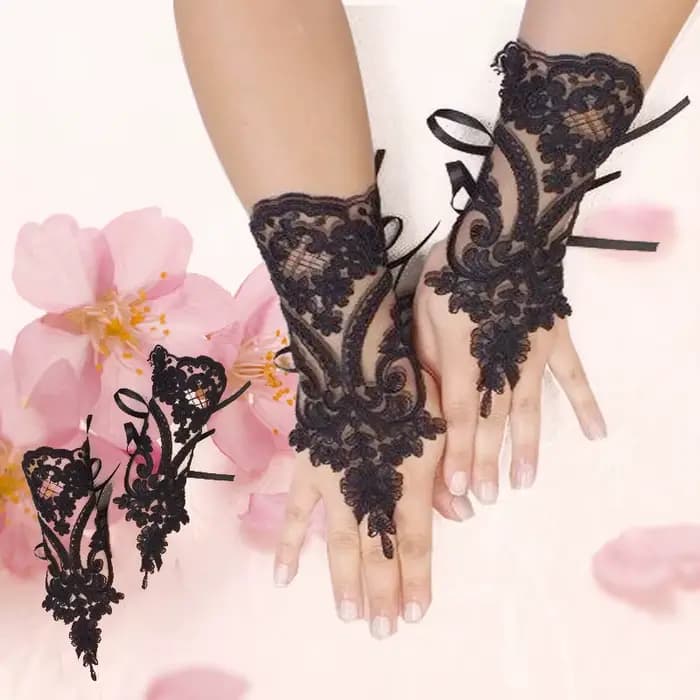 Nouvelles femmes de mariage gants sans doigts dentelle blanc noir haute qualité gants de mariage mitaines accessoire fille fête gants Sexy Guante