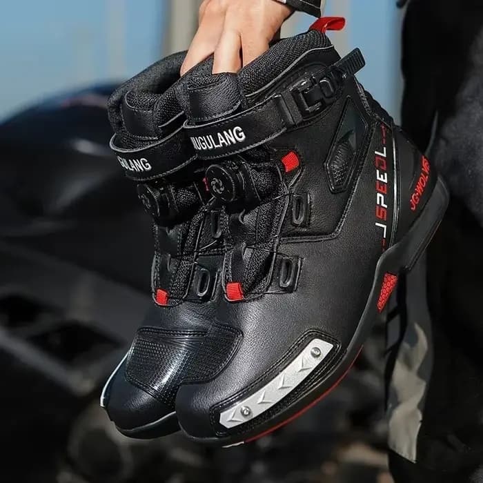 Bottes de moto en cuir pour hommes