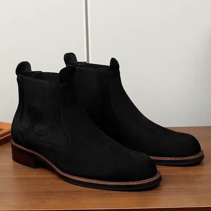 Botte de selle haute en cuir fauve pour hommes
