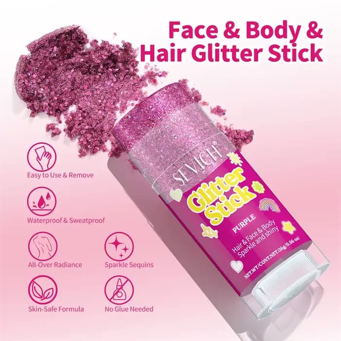 Bâton de maquillage scintillant pour cheveux, visage et corps, gel cosmétique chatoyant pour femmes, idéal pour les festivals, les fêtes et la décoration capillaire du Jour de l'Indépendance