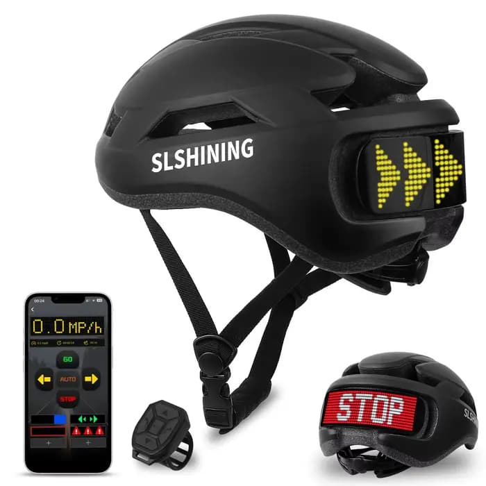 Casque de vélo SLSHINING avec lumière, casque à écran LED avec contrôle par application, écran LED personnalisable, casque de vélo pour scooter, cyclisme, patinage