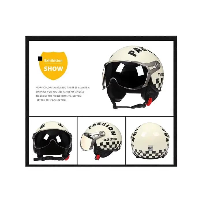 Casque de moto semi-ouvert rétro DOT 3/4