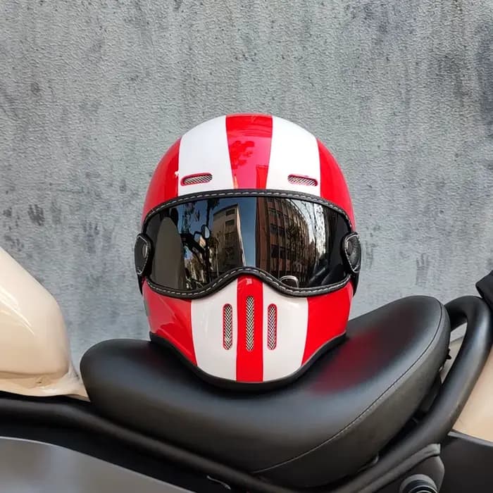 Casque de Moto Rétro à Visage Complet