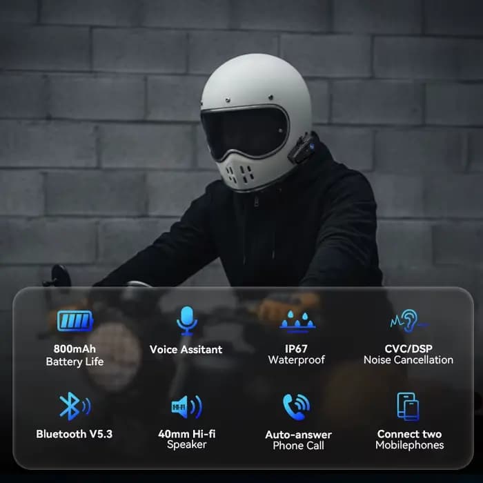 Casque de moto avec commandes vocales