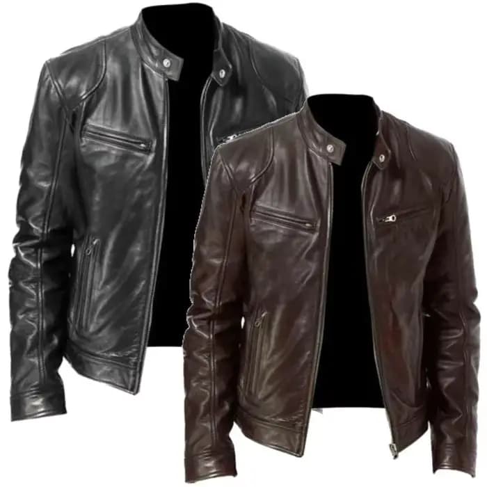 Veste de moto en cuir pour hommes