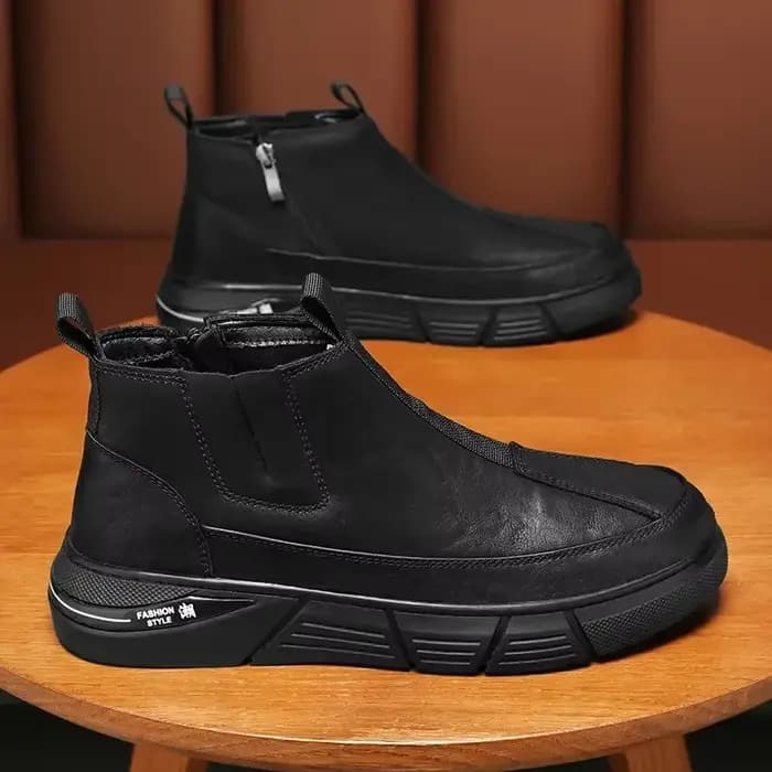 Hommes baskets chaussures en cuir bottes hautes anti-dérapant résistant à l'usure imperméable moto hommes botte de sécurité Chelsea Bota Masculina