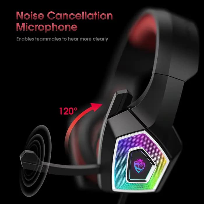 Casque de jeu filaire RGB tendance avec microphone, équipé de puissants haut-parleurs, optimisé pour le gaming, confortable à porter