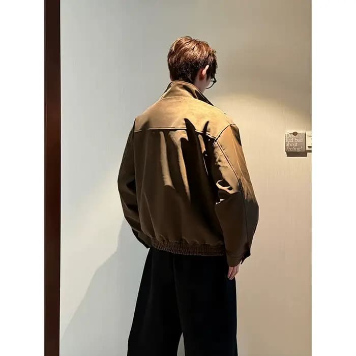 Blouson moto homme tendance à col montant