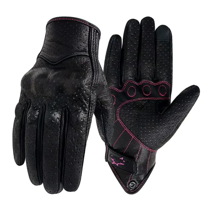 Gants de moto pour femmes XS S M cuir tactile véritable peau de chèvre