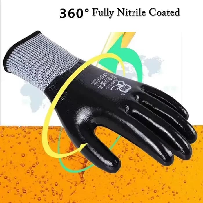 Gants imperméables enduit de Nitrile
