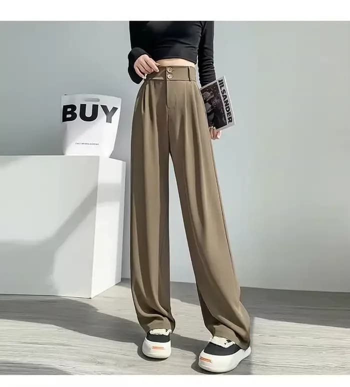 Pantalon de costume pour femme, nouvelle collection printemps-automne, taille haute, amincissant, drapé, coupe droite, décontracté, ample, jambe large, pour le bureau et le quotidien