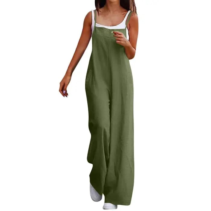 Combinaison ample décontractée en lin pour femmes, respirante et confortable, Simple, bretelles, mode d'été, Streetwear