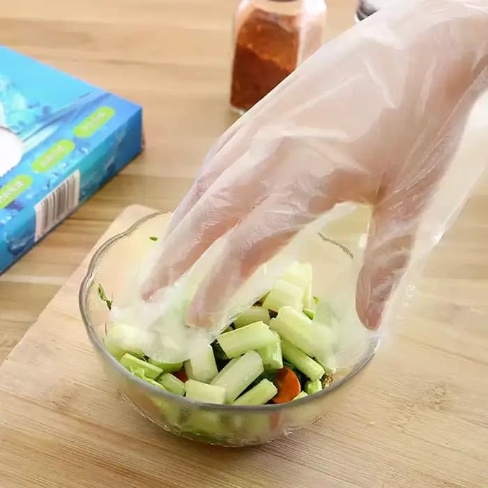 100/200 pièces gants sans Latex PE gants jetables Transparent antidérapant acide sécurité du travail de qualité alimentaire gants de nettoyage ménager