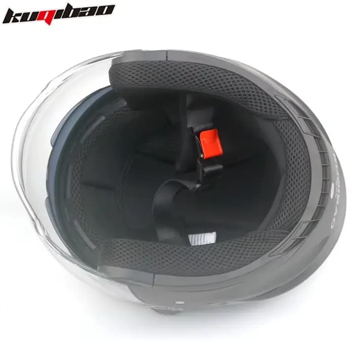 Kuqibao Casque de moto Interphone Bluetooth Demi-casque Chevalier électrique pour hommes et femmes Double miroir universel en toutes saisons
