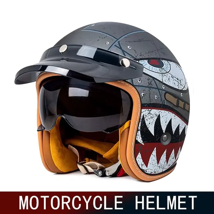 Casque de moto rétro trois-quarts