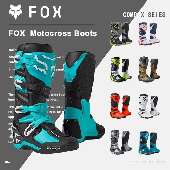 FOX RACING COMP X Bottes tout-terrain de motocross Chaussures durables de qualité professionnelle construites pour les séances et la course sur piste de moto