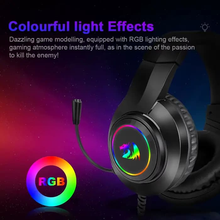 REDRAGON HYLAS H371 – casque de jeu RGB, son Surround 7.1, USB, pour ordinateur, PC, ordinateur portable, écouteurs, microphone, contrôleur EQ
