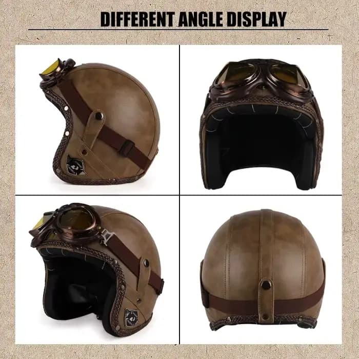 USalle de bain OSE-Casque de moto rétro en cuir PU