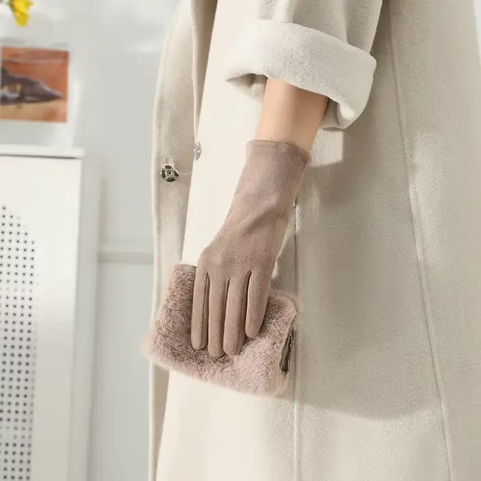 Gants pour filles, gants combinés en peluche chauds, coupe-vent et résistants au froid pour l'hiver, écran tactile, couleur unie, nouveau Style