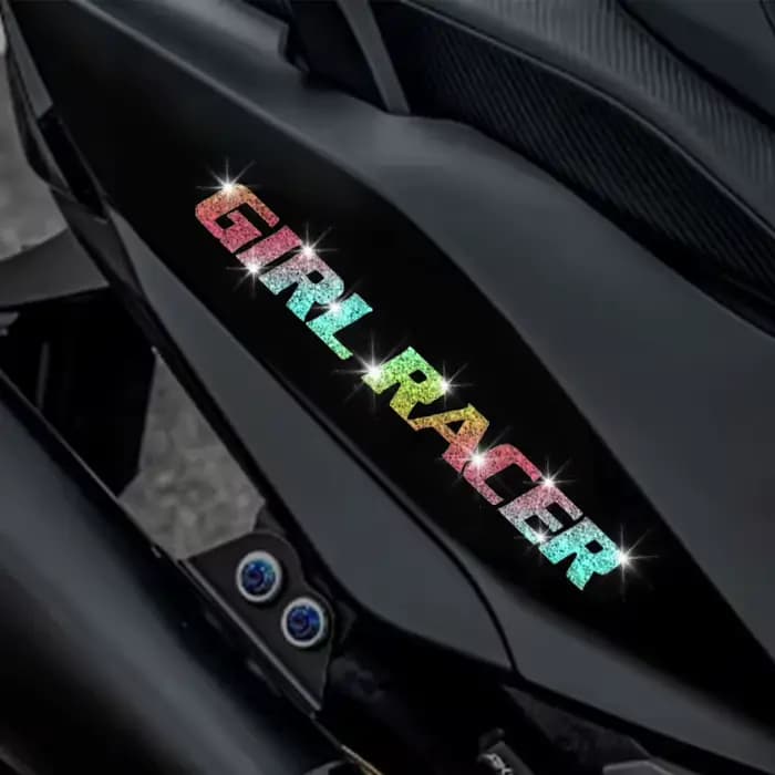 Autocollant de moto Imitation diamant paillettes GIRL RACER