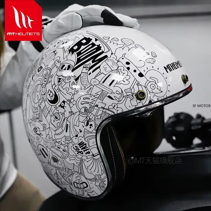 Casque de moto rétro MT JET pour l'été
