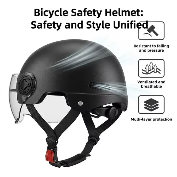 Casque demi-coque certifié 3C avec lunettes de protection pour hommes et femmes adultes