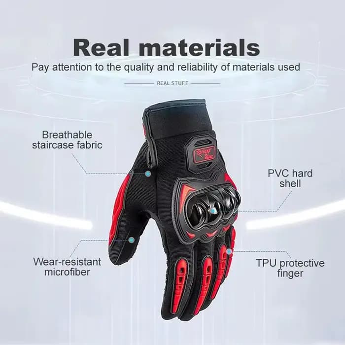 Gants de moto en cuir véritable pour hommes