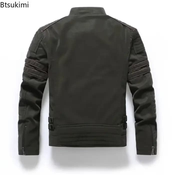 Veste de pilote en cuir PU pour hommes