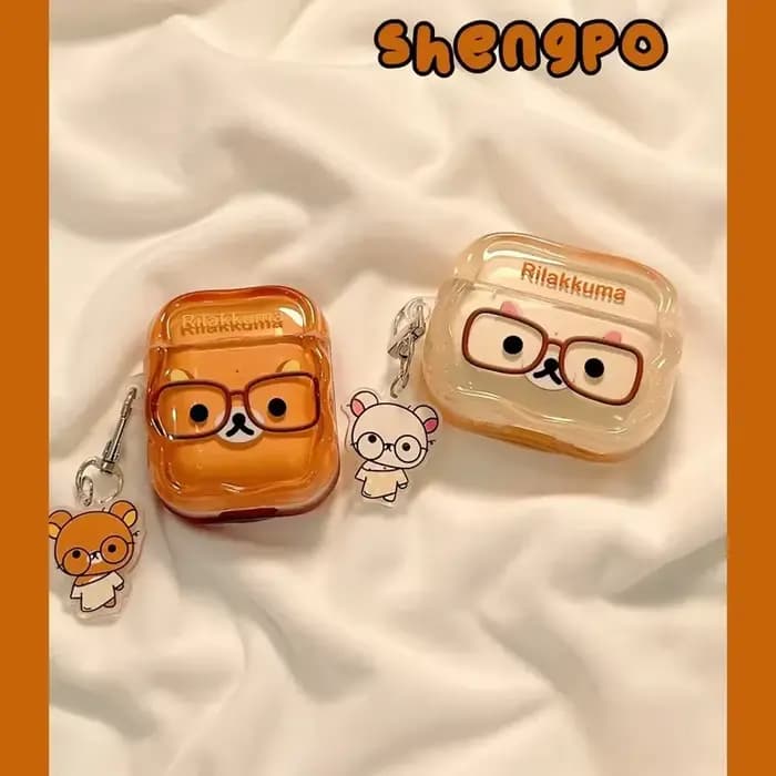 Étui pour écouteurs Bluetooth Apple Airpods Pro3 Airpods4, étui anti-chute pour écouteurs, étui pour lunettes stéréo, dessin animé mignon Rilakkuma, cadeau