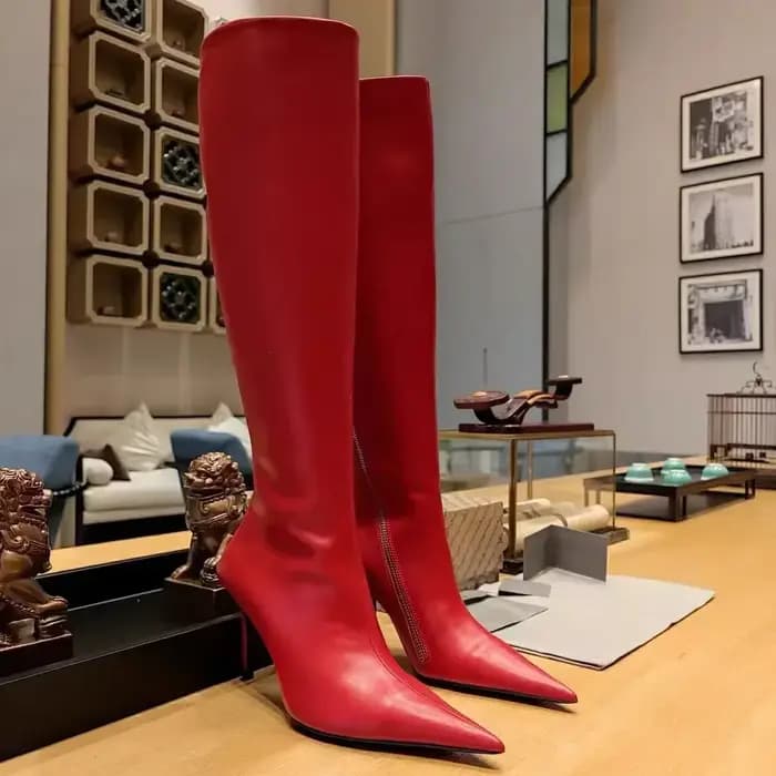 Nouvelles Bottes à Talons Aiguilles Pointus pour Femmes 2026, Bottes en Cuir Grande Taille 44 pour Femmes avec Fermetures Éclair Latérales Tendance