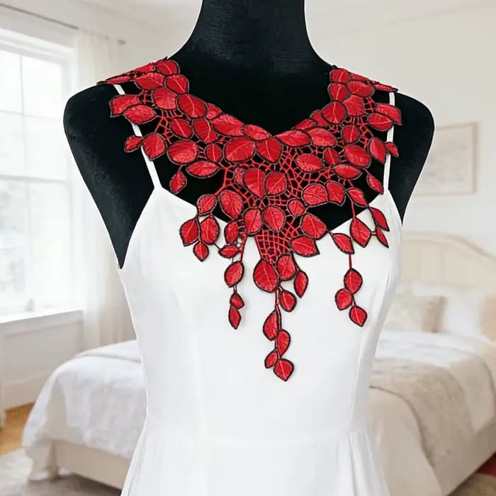 2 pièces d'accessoires en tissu brodé de dentelle très résistants pour le bricolage - Convient pour la couture sur des robes