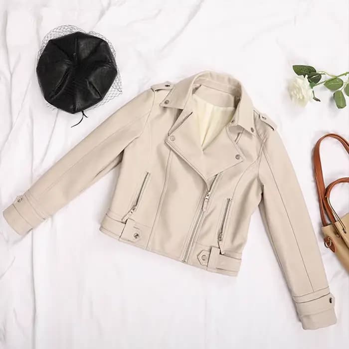 Veste en simili cuir noir pour femmes