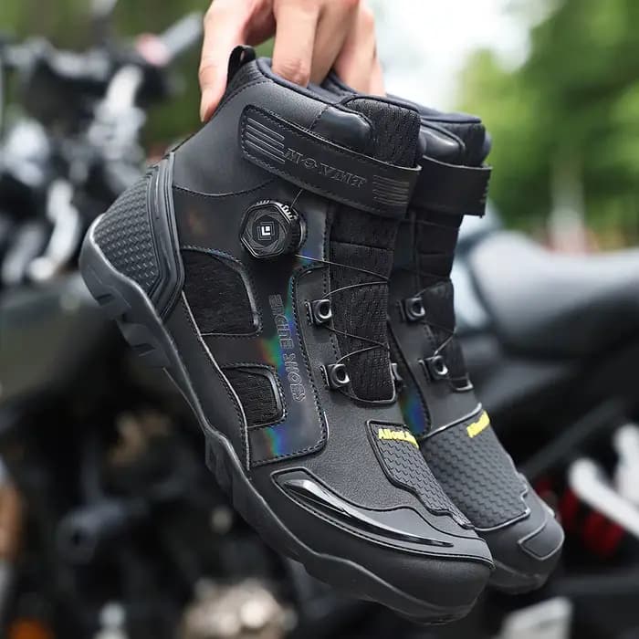 Bottes de moto en cuir pour hommes
