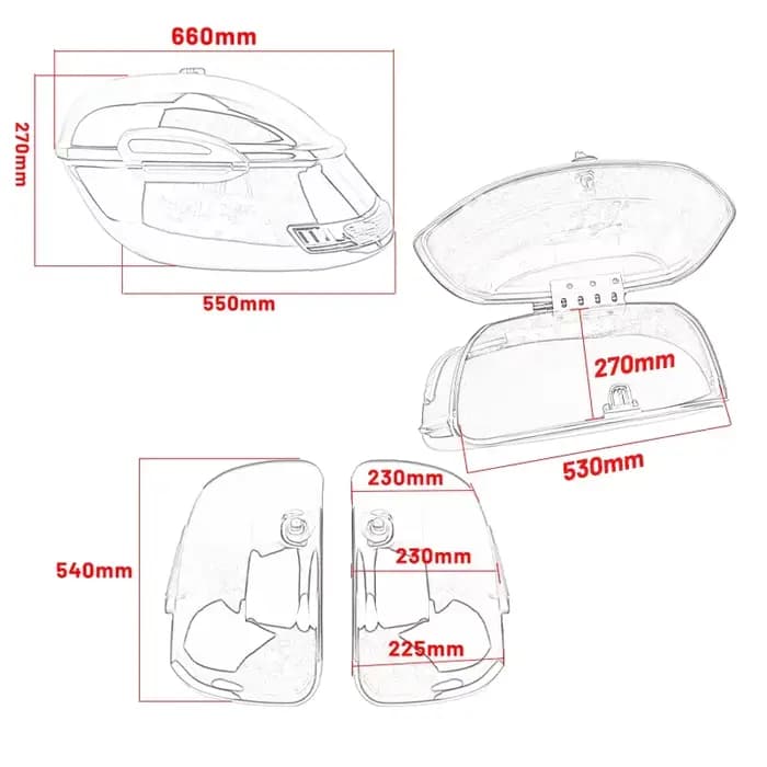 Accessoires de moto étuis latéraux 2 pièces boîte latérale queue bagages sacoche Cargo noir universel pour Harley pour Suzuki pour Honda