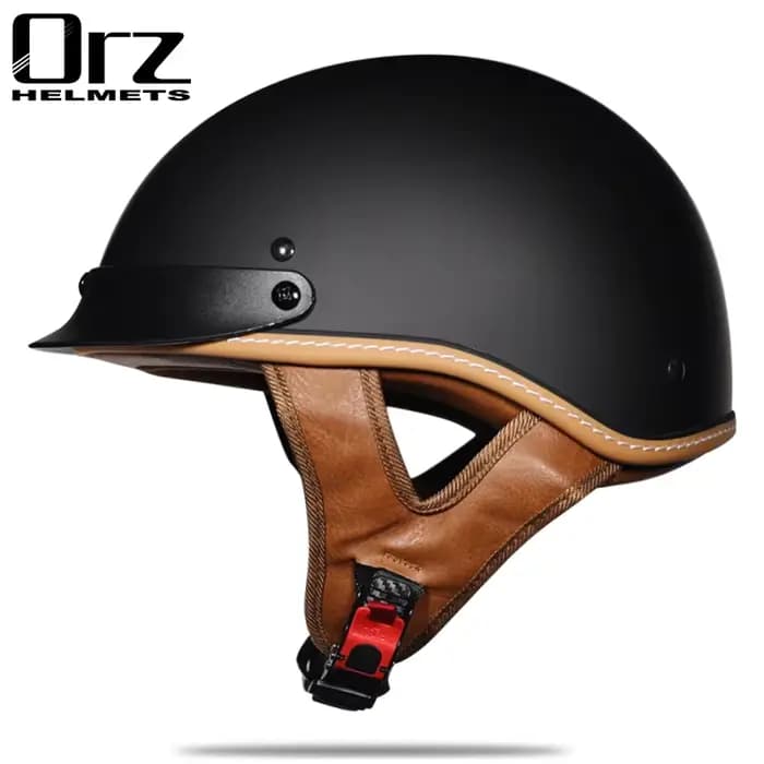 Casque de moto rétro et vintage à visage semi-ouvert approuvé DOT pour homme et femme