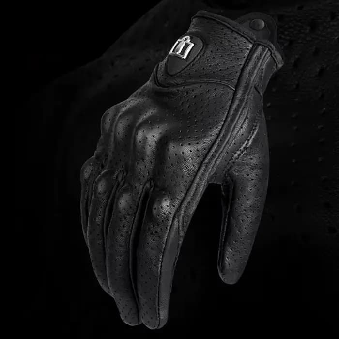 Gants de Moto en cuir véritable perforé rétro