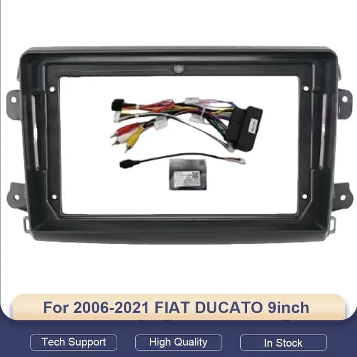 Pour Fiat Ducato 2006-2021, cadre d'autoradio Android 9 pouces 2 DIN, panneau de tableau de bord, faisceau de câblage, adaptateur, lecteur multimédia, décodeur Canbus