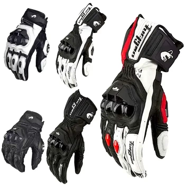 Gants de moto noirs de course en cuir véritable