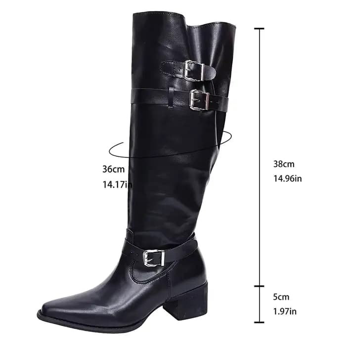 Bottes hautes en faux daim tendance pour femme, collection automne 2026, à bout pointu et talon épais, style western et cowboy