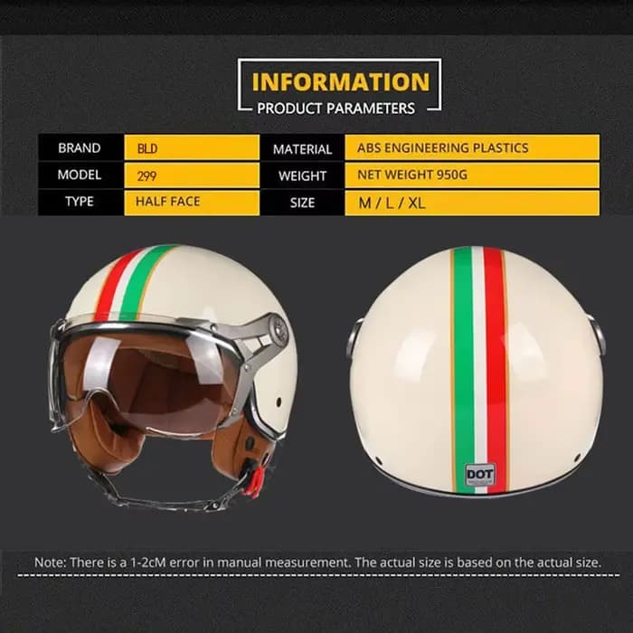 Casque ouvert rétro approuvé DOT ECE