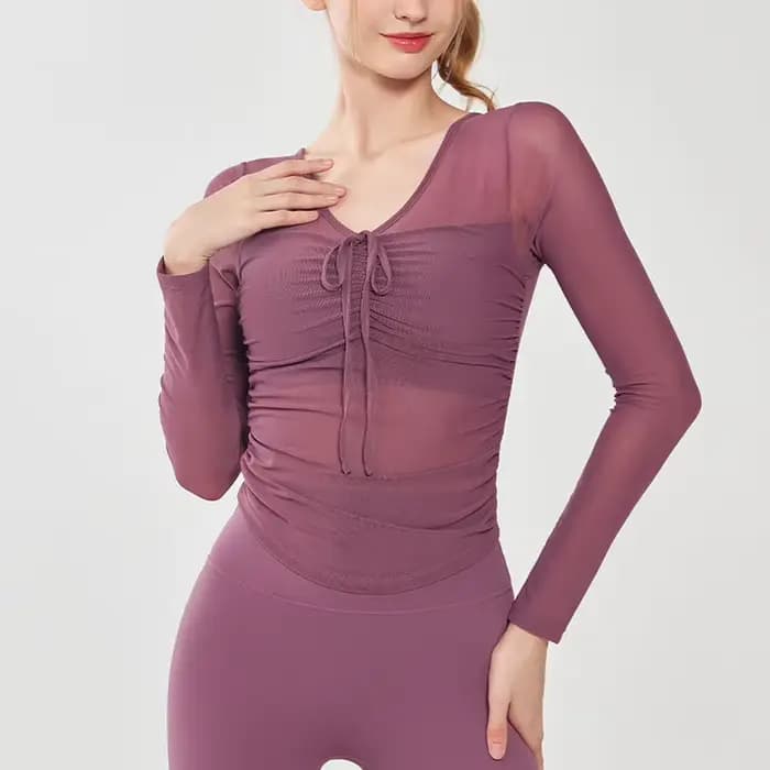 Combinaisons de yoga pour femmes printemps et été nouveaux hauts de sport avec coussinets de poitrine et manches longues soutien-gorge de sport d'entraînement de Pilates professionnel