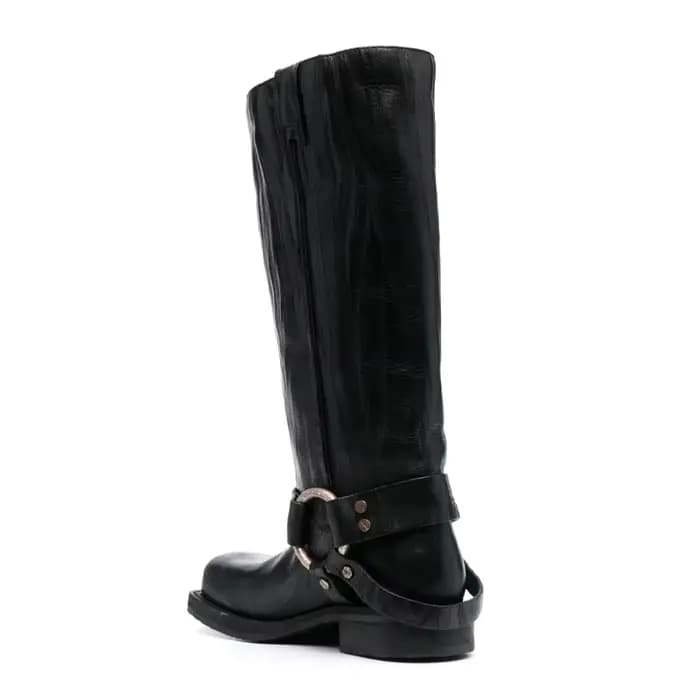 Bottes de moto en jean bleu pour femme