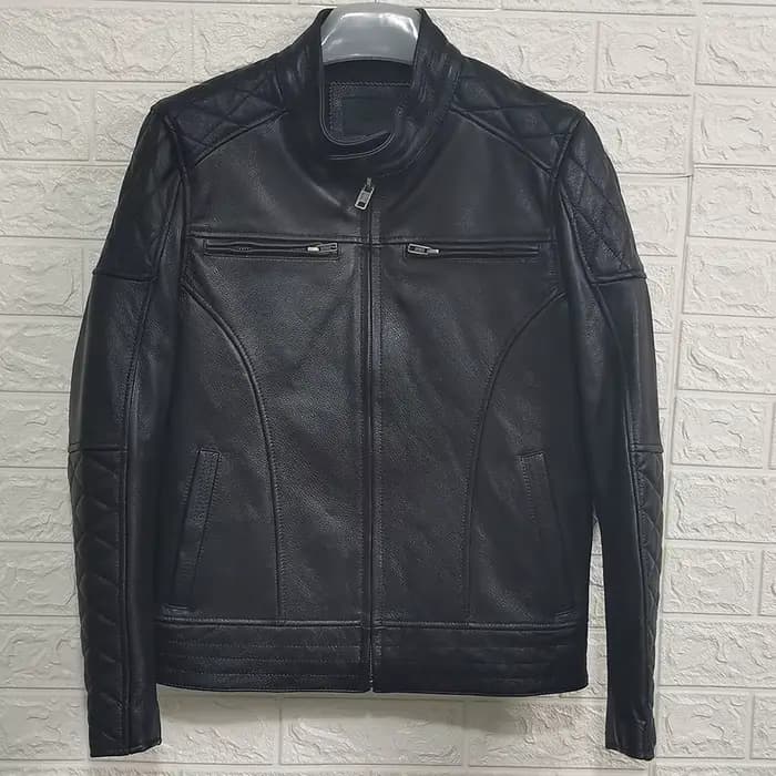 Veste de motard en cuir vintage pour hommes