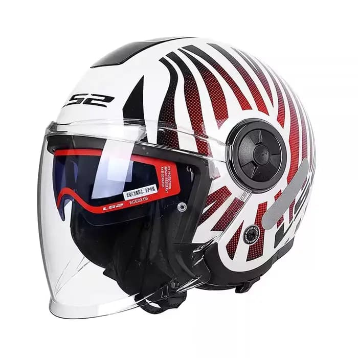 Casque Moto LS2 OF620 JET LS2 3/4 Ouvert Rose Double Visière Femme M