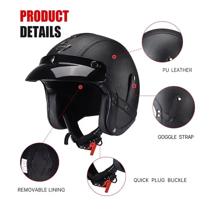 Casque de moto demi-visage ouvert à carreaux noirs de Style rétro classique pour hommes femmes léger confortable Cascos Para Motos
