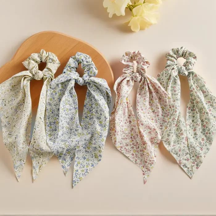 Accessoires pour cheveux pour femmes, bandeau élastique pour filles, chouchous avec ruban, Design Floral, à la mode