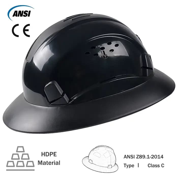 Casque de sécurité ANSI à visière intégrale en HDPE léger et ventilé