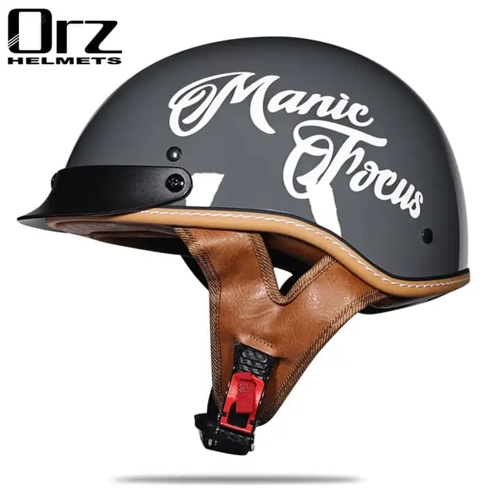 Casque de moto rétro et vintage à visage semi-ouvert approuvé DOT pour homme et femme